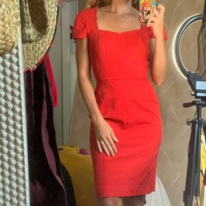 Banana Republic square neck dress in red